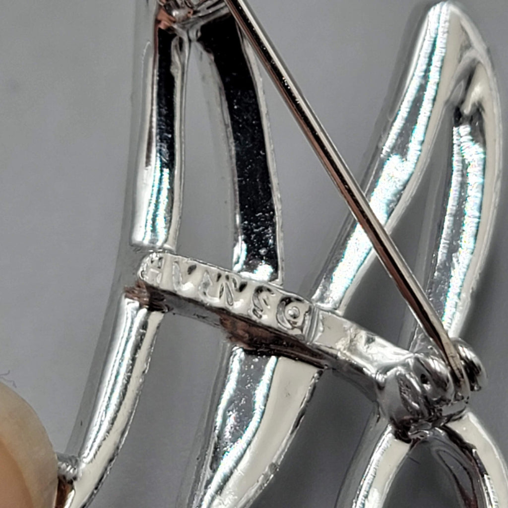Vintage Sarah Coventry Initial "M" Brooch Pin Silver Tone Signed Jewelry 1.25"