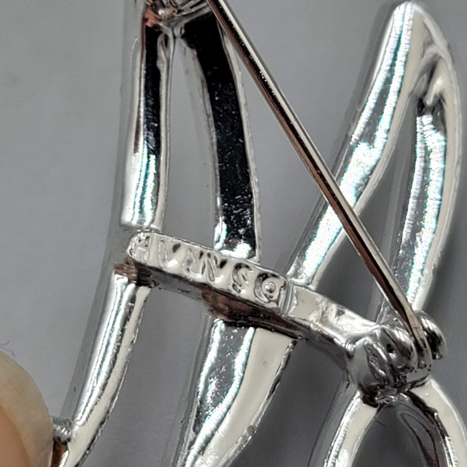 Vintage Sarah Coventry Initial "M" Brooch Pin Silver Tone Signed Jewelry 1.25"
