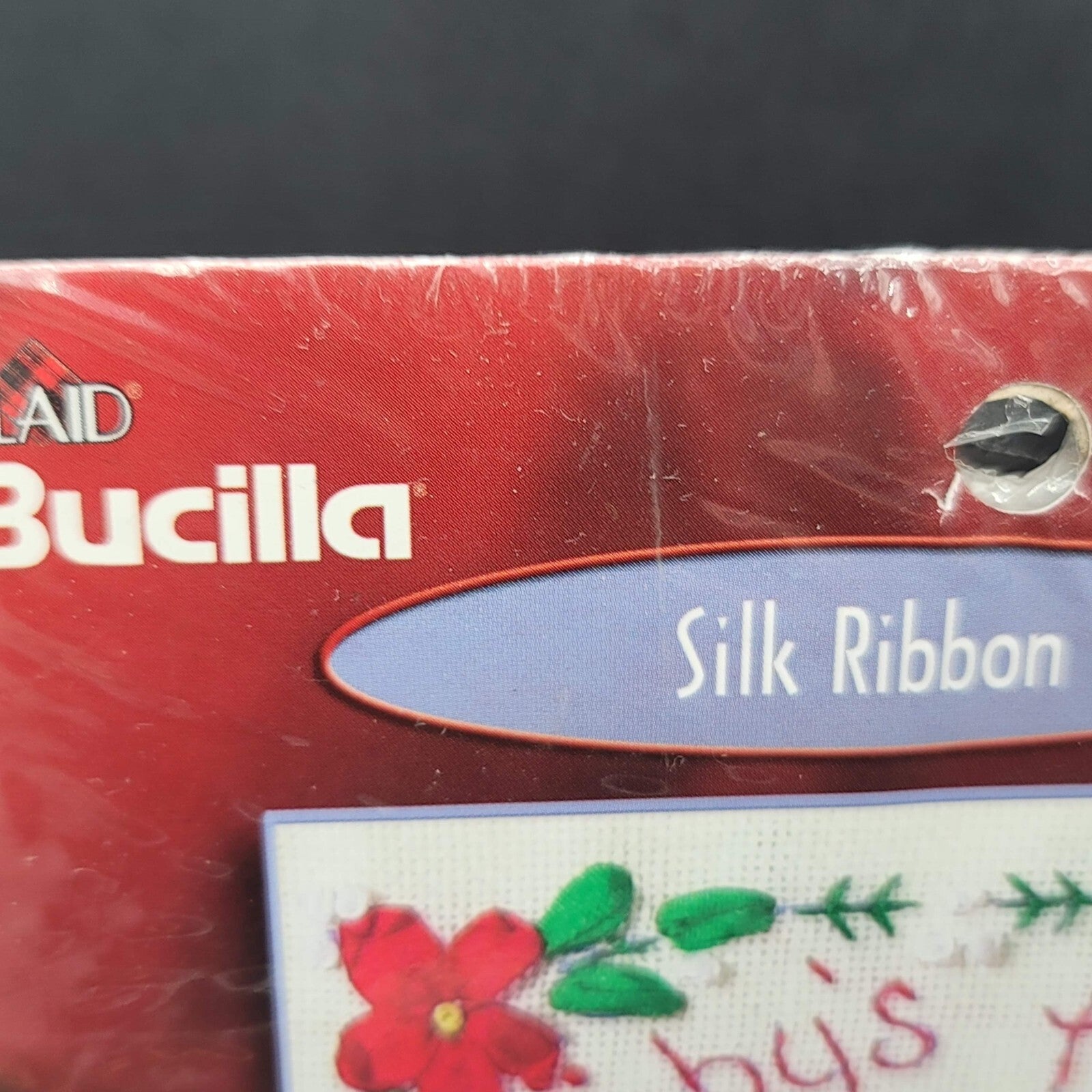 Babys First Christmas Lamb Silk Ribbon Kit Bucilla 5x5