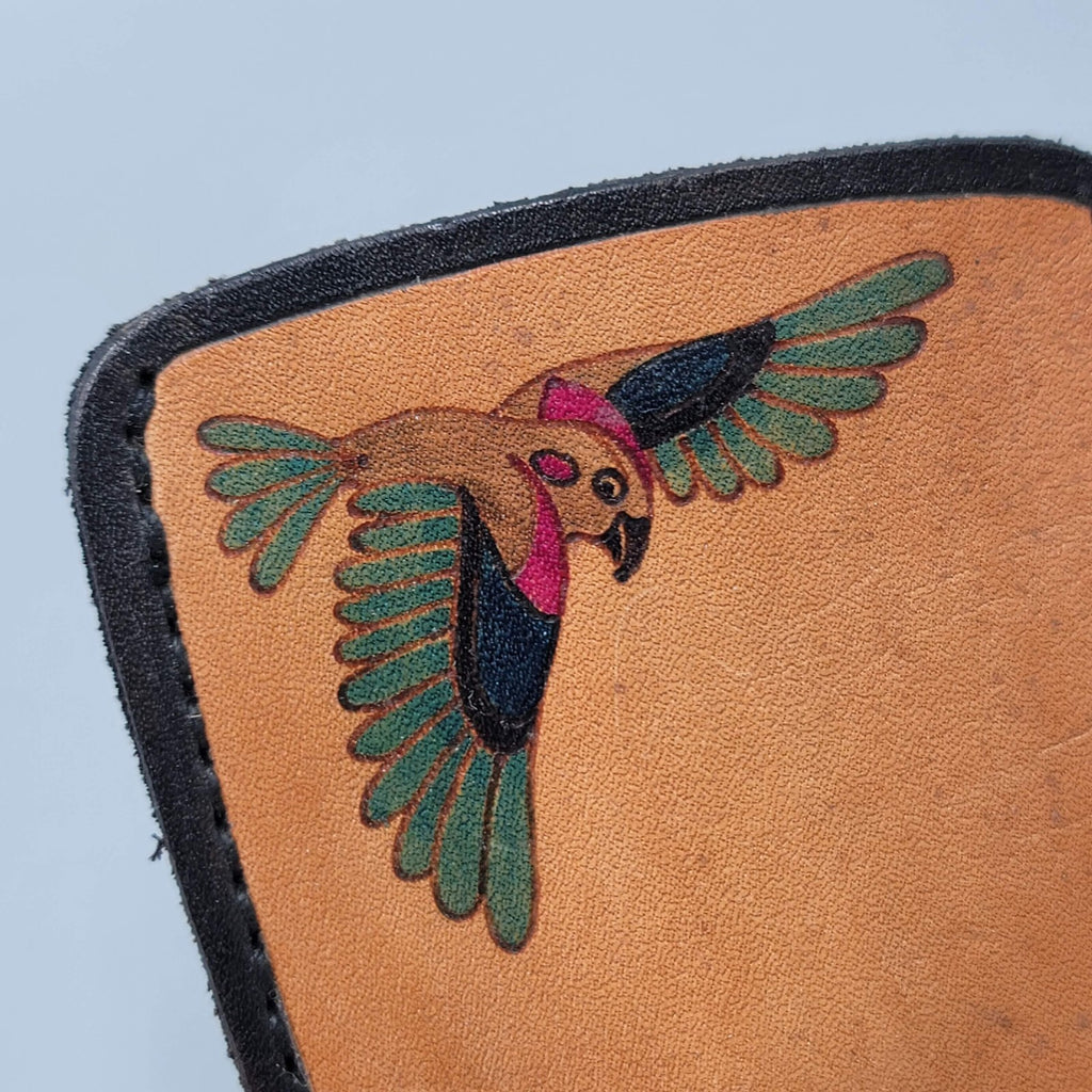 Genuine Leather Keychain Hidden Pouch Bird Design