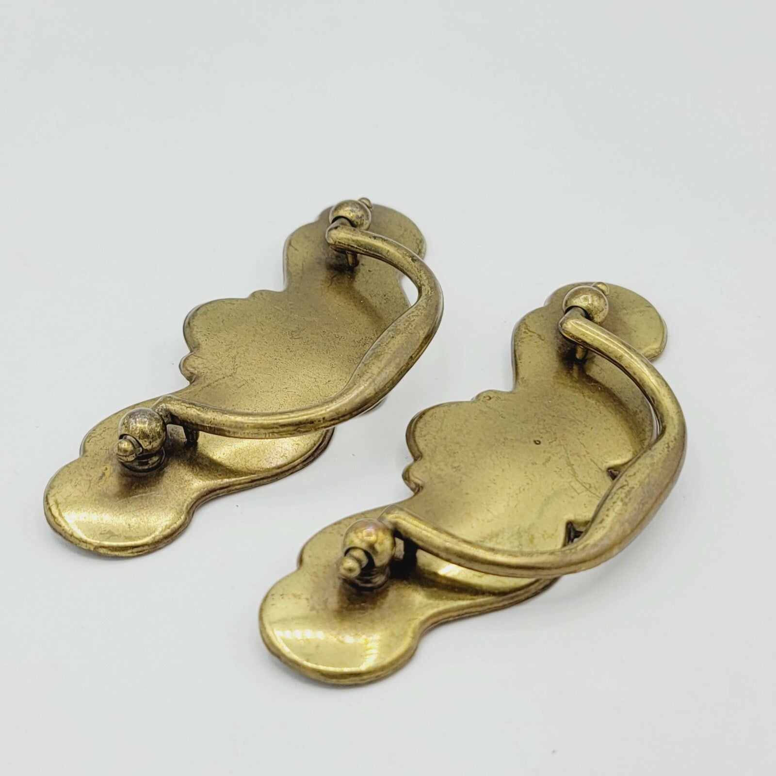 Vintage Brass Drawer Pulls PAIR Salvage Hardware 4 5/8" x 1 5/8" (3")