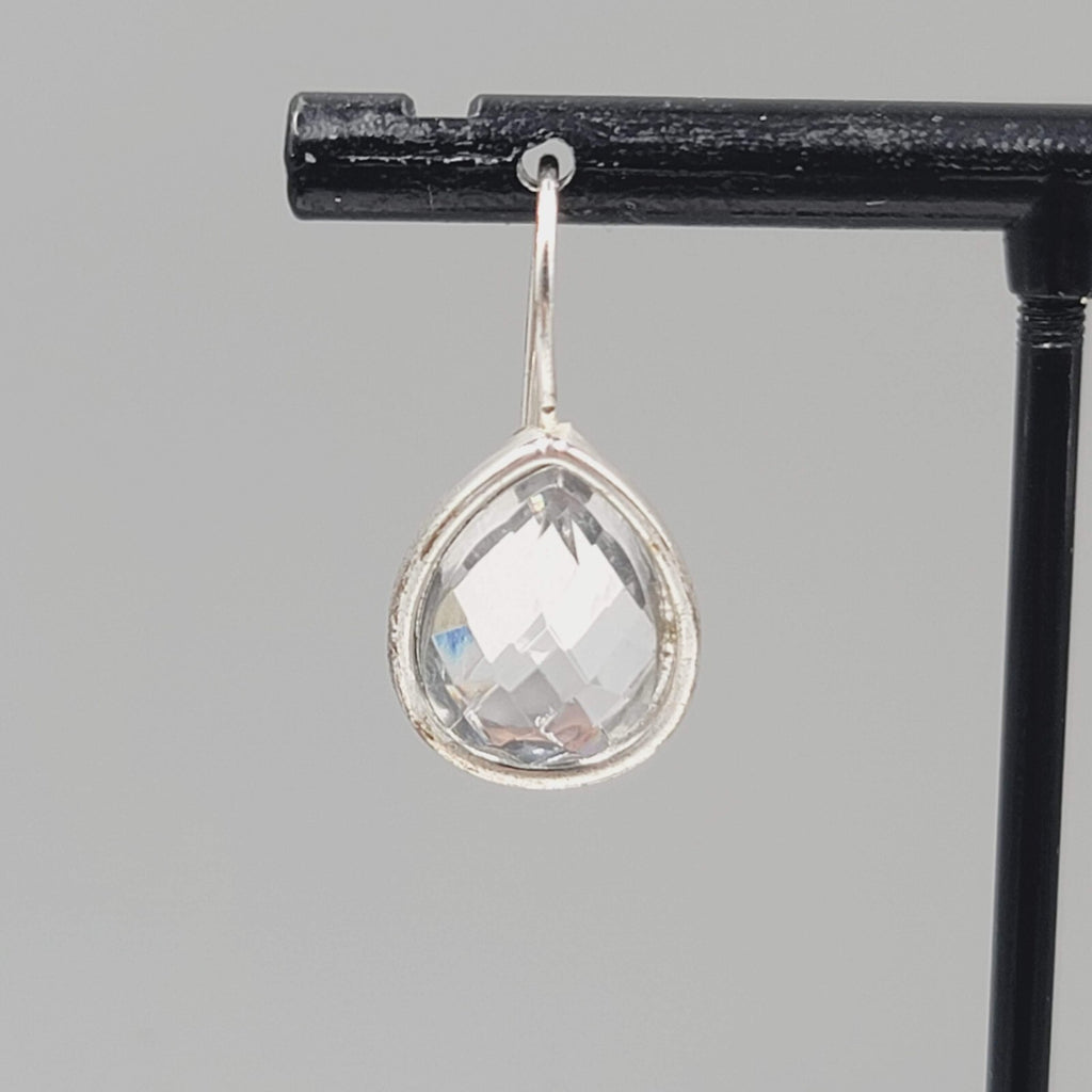 Teardrop Silver tone Pierced Earrings Drop 5/8"