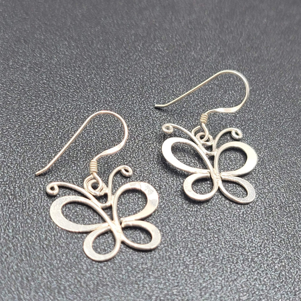 Butterfly Sterling Silver Pierced Earrings 925 5/8"