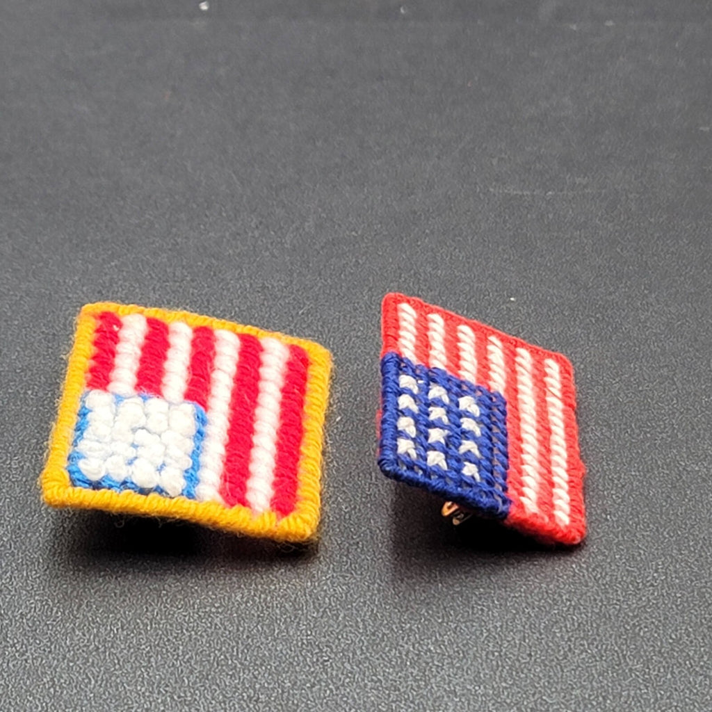 Vintage Handmade Americana Lapel Pins American Flag Lot of 2 Patriotic