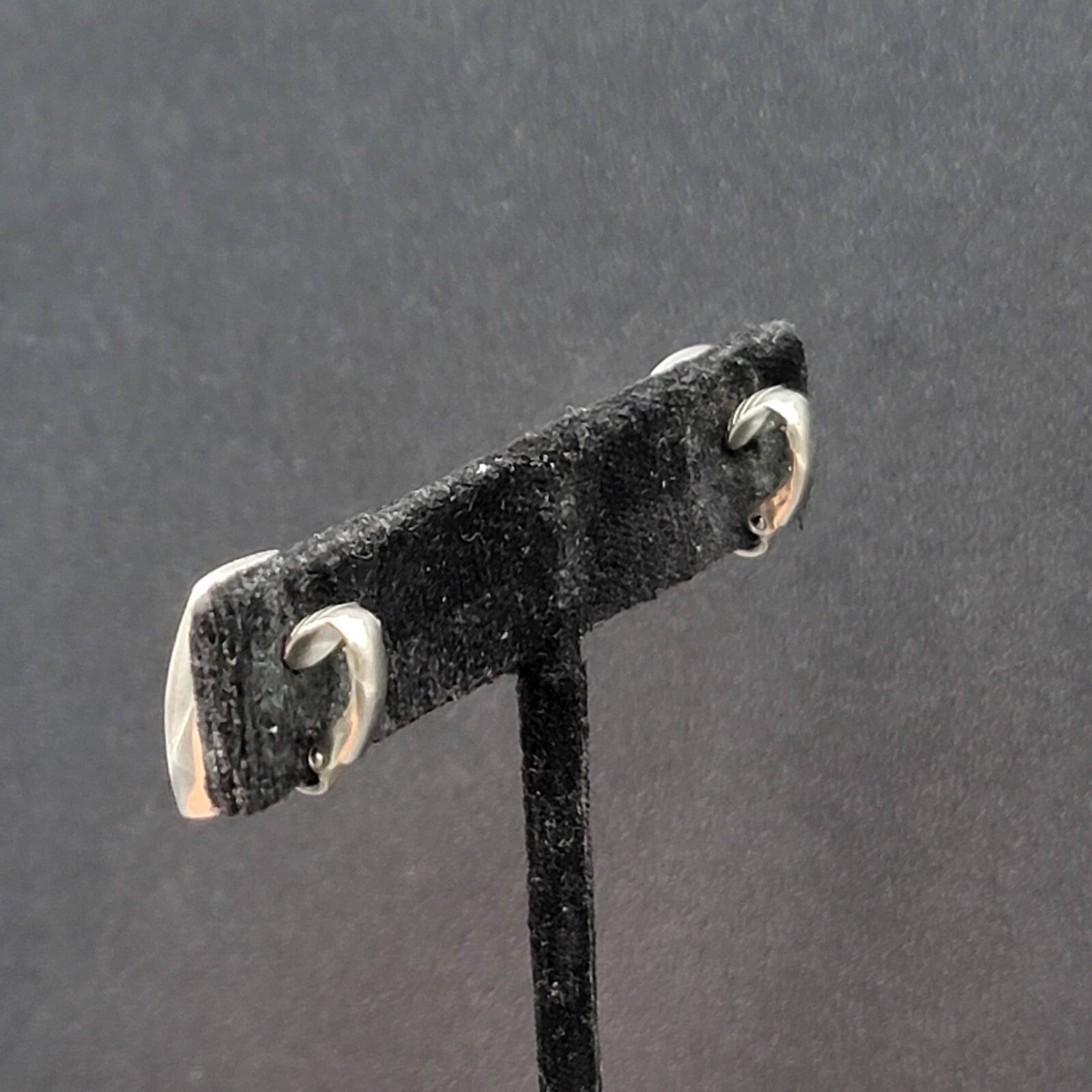Vintage Clip on Earrings Polished Silver Plated Rectangle Studs 5/8"