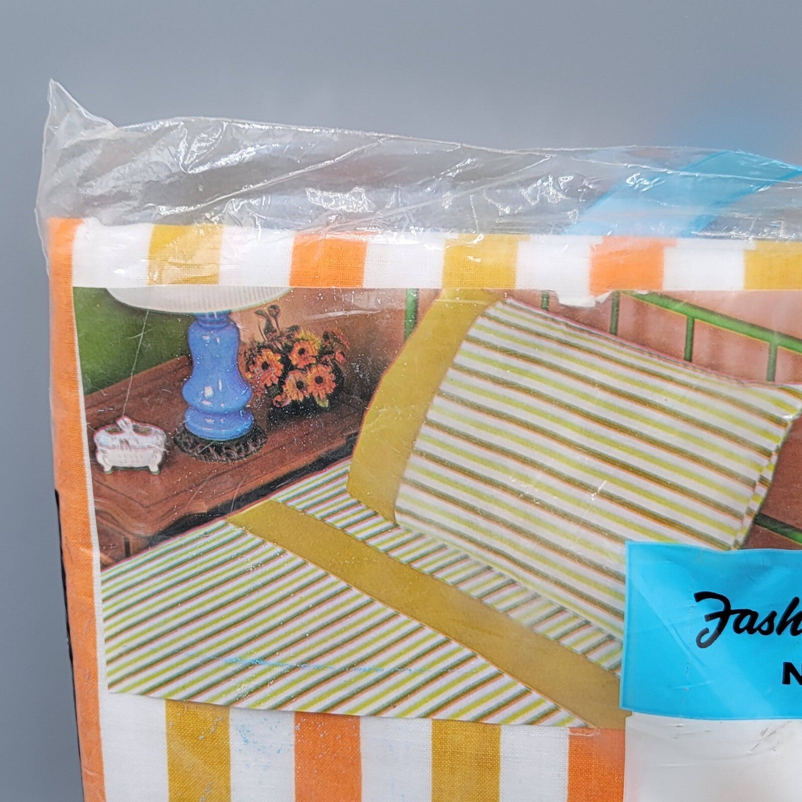 Vtg Penn-Prest Non Iron Orange Striped Double Bed Fitted Sheet Polyester Cotton