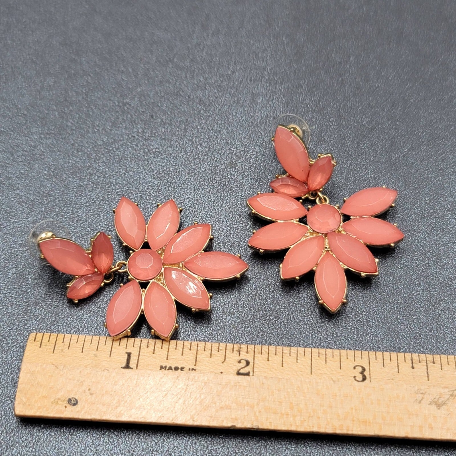 Lot of 3 Pierced Earrings Modern Statement Gold tone Pastel Colors