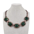Talbots Necklace Large Statement Dark Bronze tone Green Accents 18 in Toggle