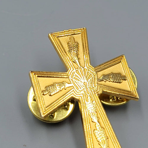 Christian Wheat Ministry Cross Gold Plated Pin 1.5"