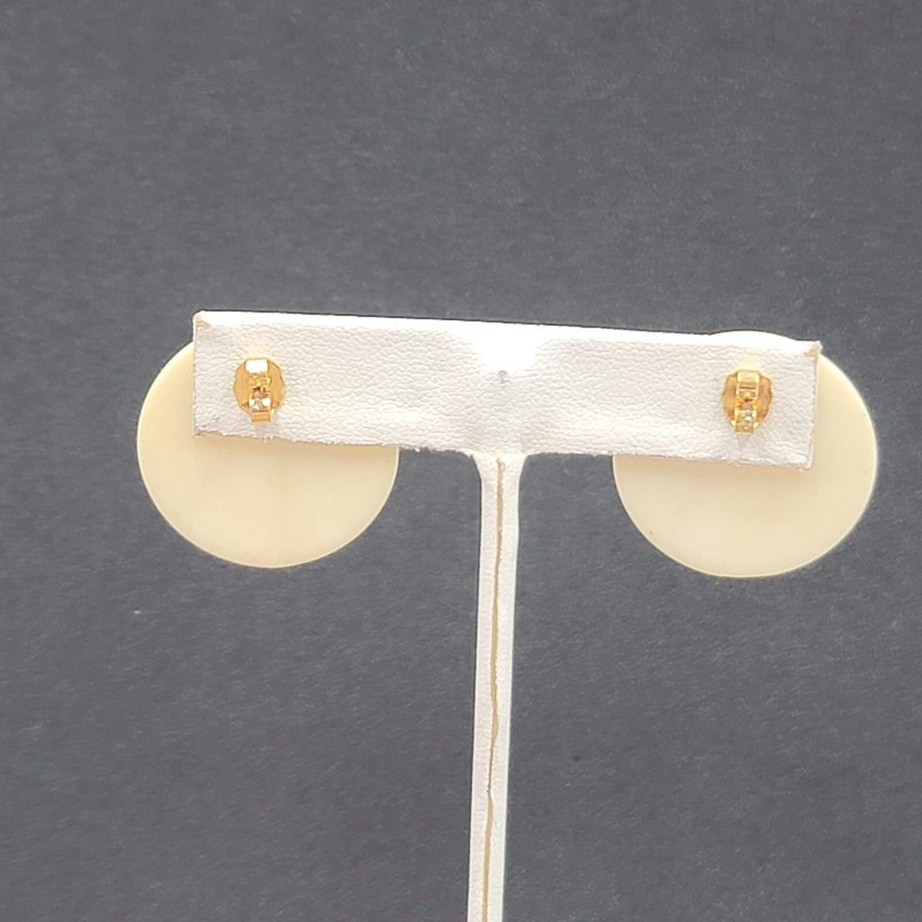 Vintage Pierced Earrings Acrylic White Red Blue Gold Artistic Round Drop 1 1/8"