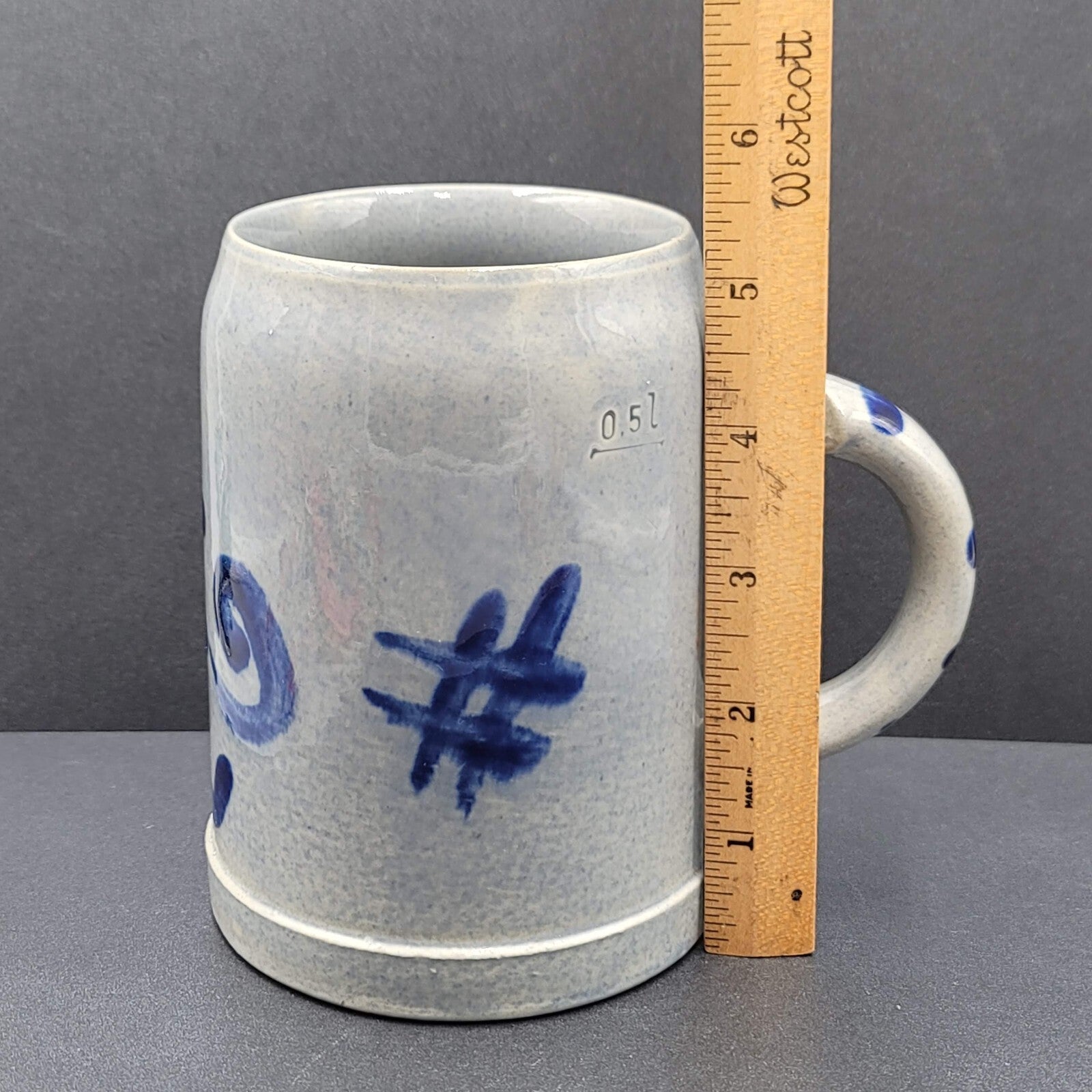 Vintage Pottery Mug Marzi Remy Stein MR Cobalt Blue Salt Glaze Stoneware 0.5L