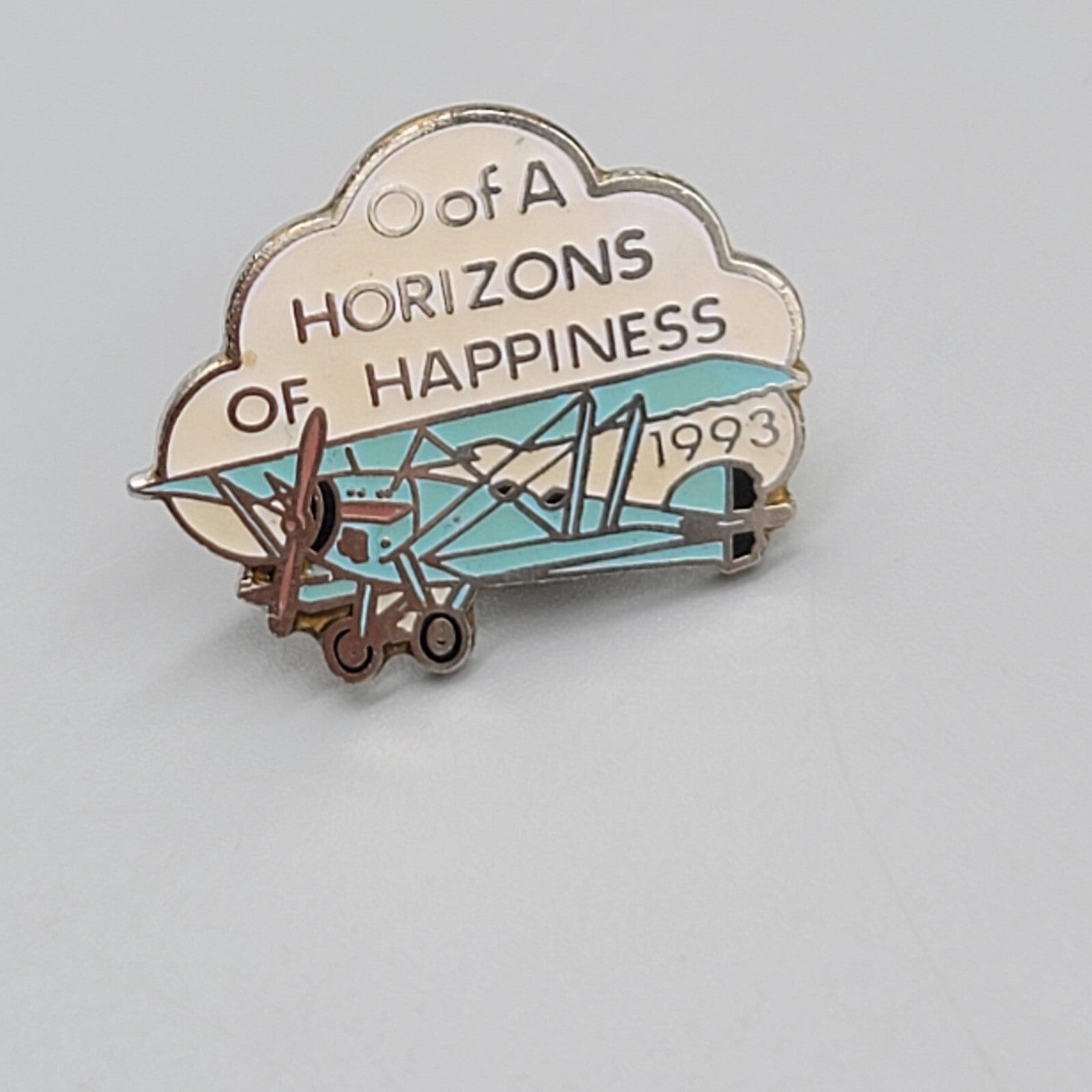 Vintage 1993 O of A Horizons of Happiness Collectible Airplane Souvenir Pin 1"