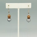 Pierced Earrings Silver tone Faux Silver Pearl Gold tone Filigree Bead Dangle 1"