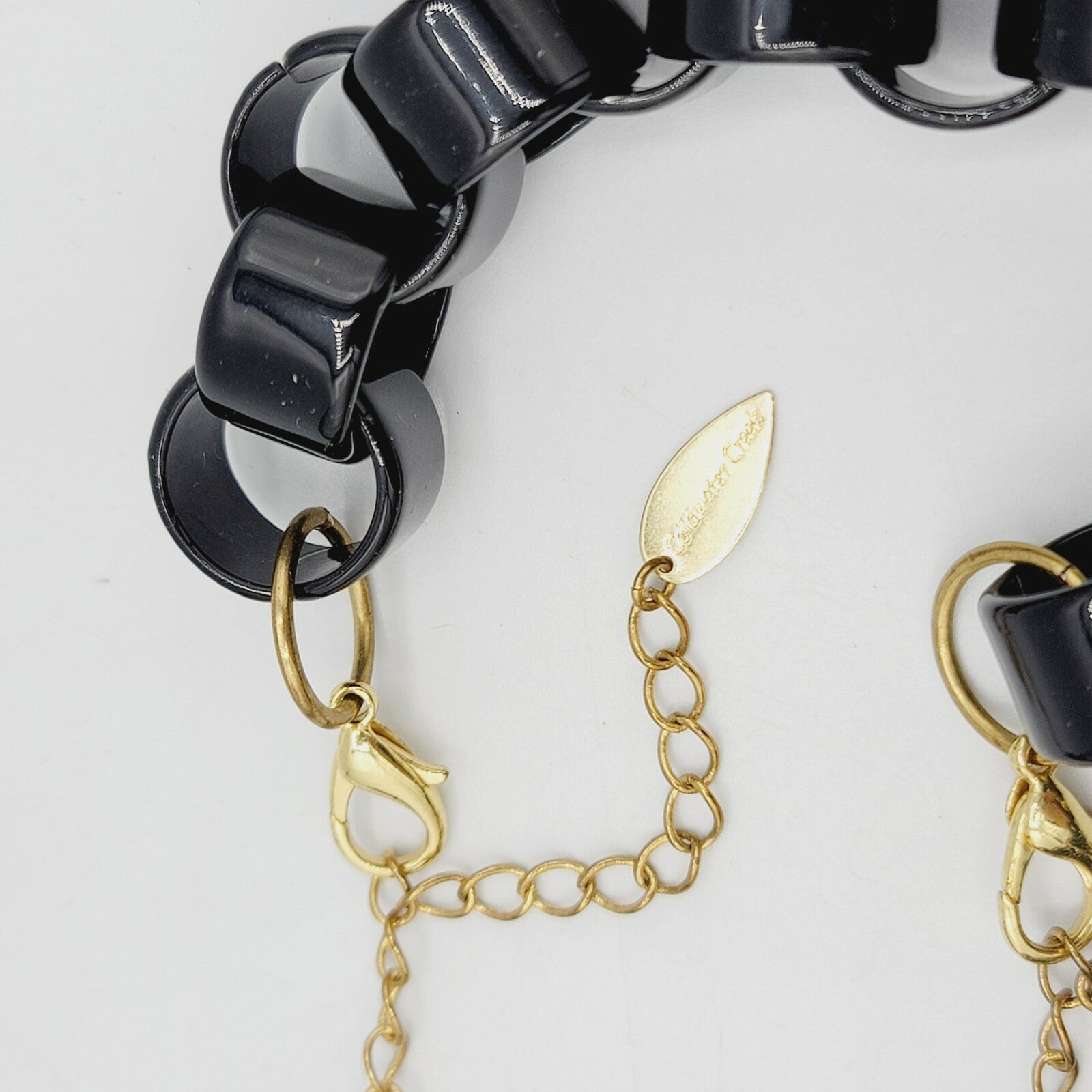 Coldwater Creek Black and Gold Plastic Link Necklace 20 in Bracelet 8 in