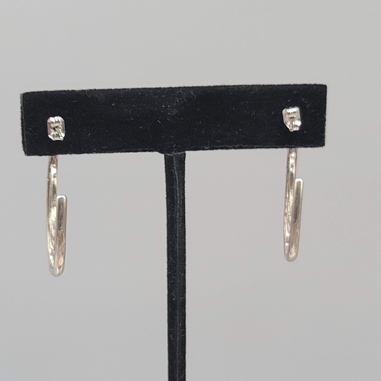 Filigree Hoops Pierced Earrings Silver tone Drop 1.25"