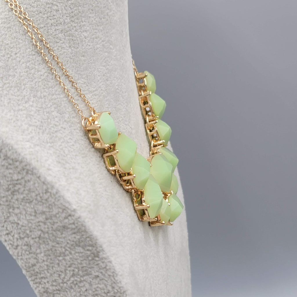 Opaque Seafoam Green Acrylic Statement Necklace Gold tone 18"-20"