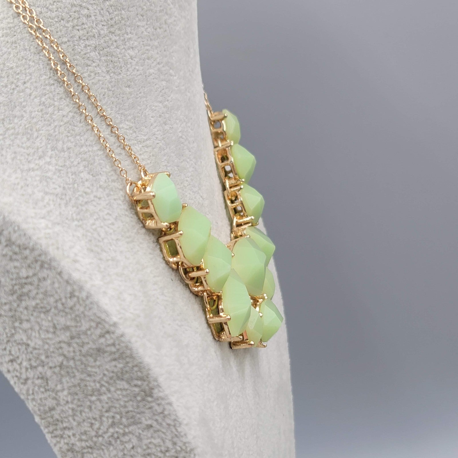 Opaque Seafoam Green Acrylic Statement Necklace Gold tone 18"-20"