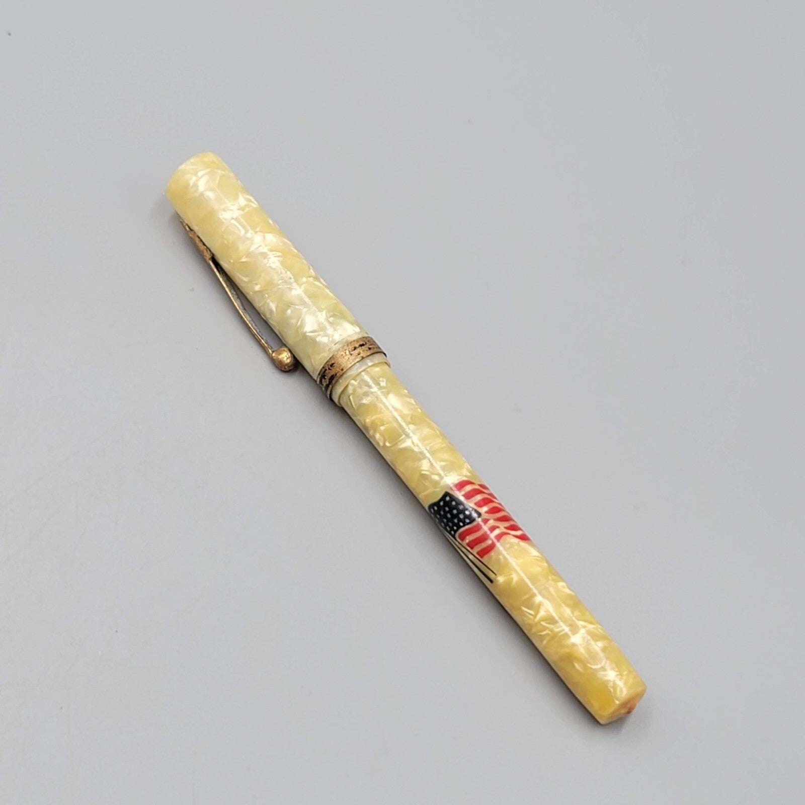 Vintage Celluloid Fountain Pen Avon American Flag