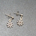 New Snowflake Pierced Earrings Silver tone Dangle 1/2"