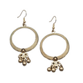 Vintage Open Circle Pierced Earrings Gold tone Dangle Charms 2 in