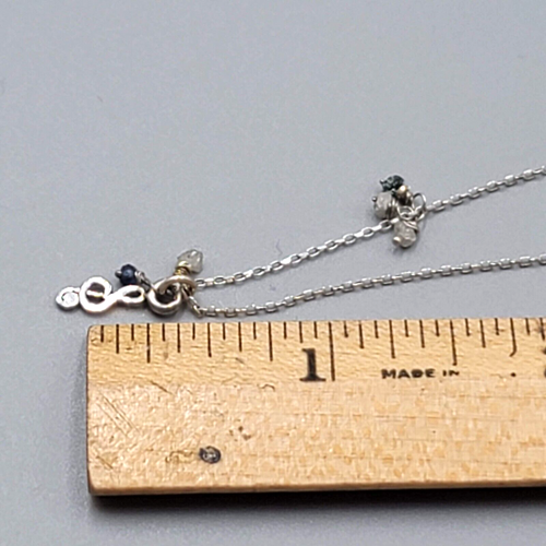 Dainty Sterling Silver Treble Clef  Necklace Quartz Bead 18"