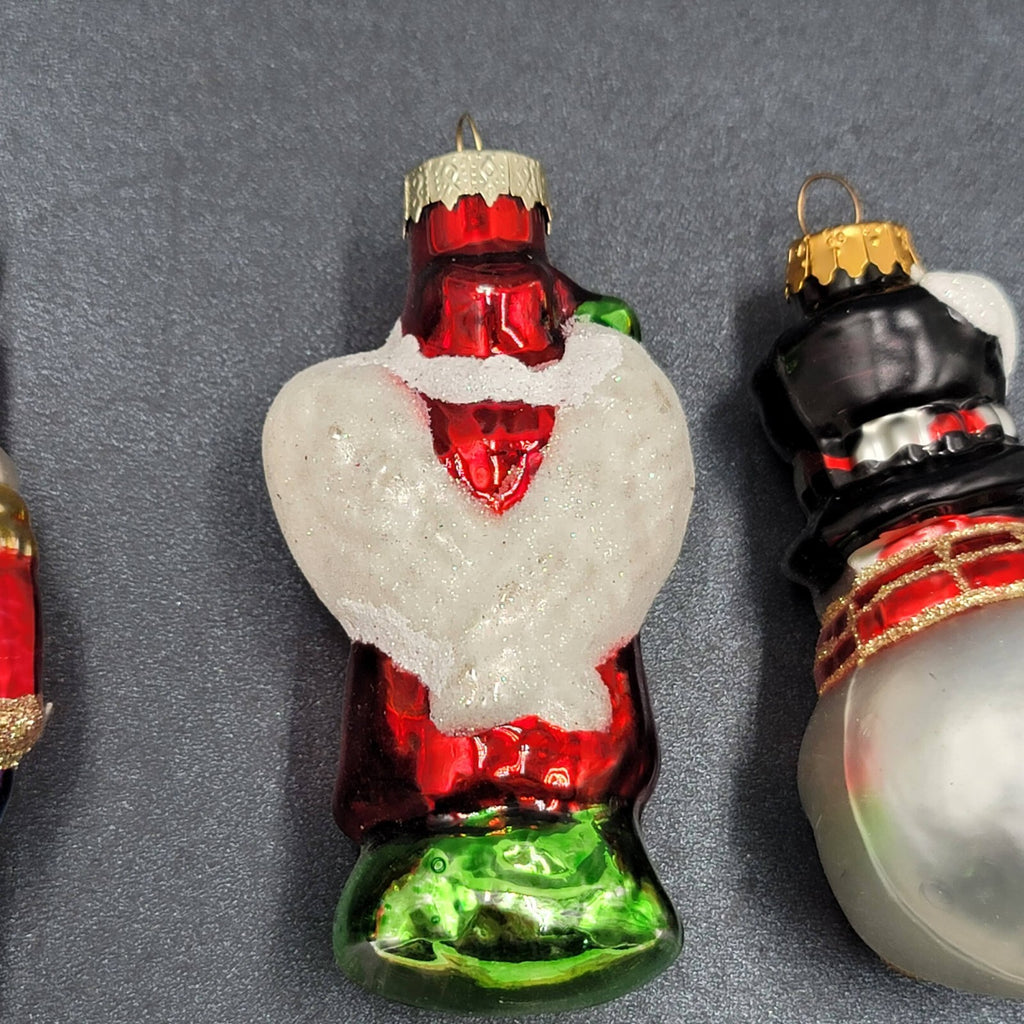 Christmas Blown Glass Ornament Lot of 3 Santa Angel Snowman 4"