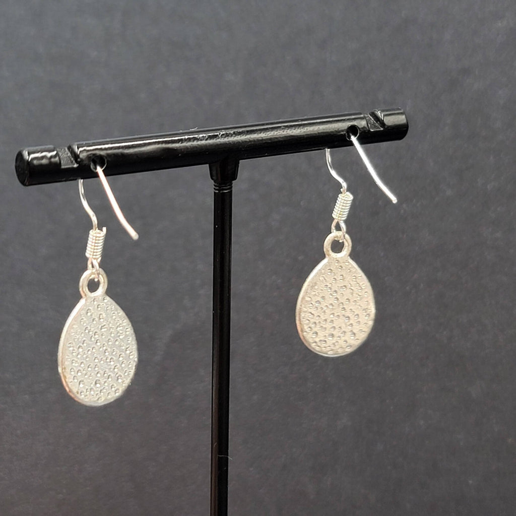 Pierced Earrings Silver tone Red Orange Polymer Clay Teardrop Rhinestone 3/4"