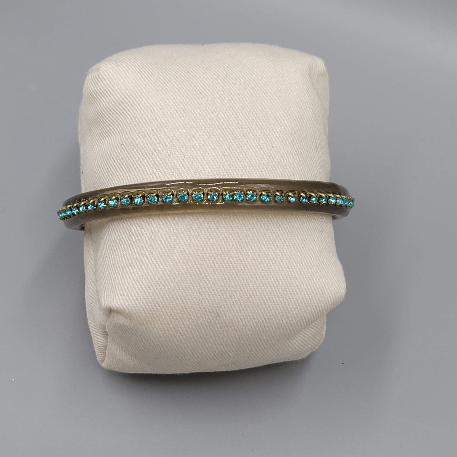 Resin Bangle Bracelet Translucent Blue Rhinestone 8.5 in