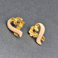 Vintage Avon Pierced Earrings Breast Cancer Awareness Ribbon Heart Pink Enamel