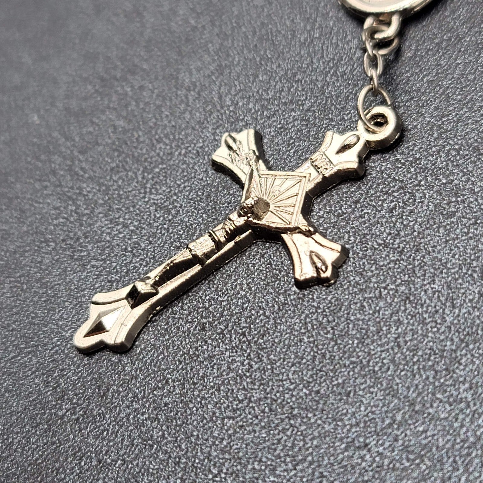 Vintage AB Glass Bead Rosary Bracelet Car Hanger White Bead