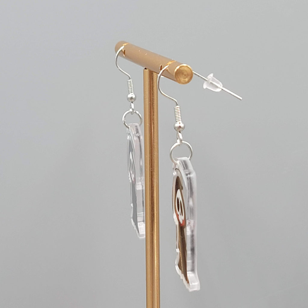 Halloween Grim Reaper Pierced Earrings Silver tone Dangle 1.5 in
