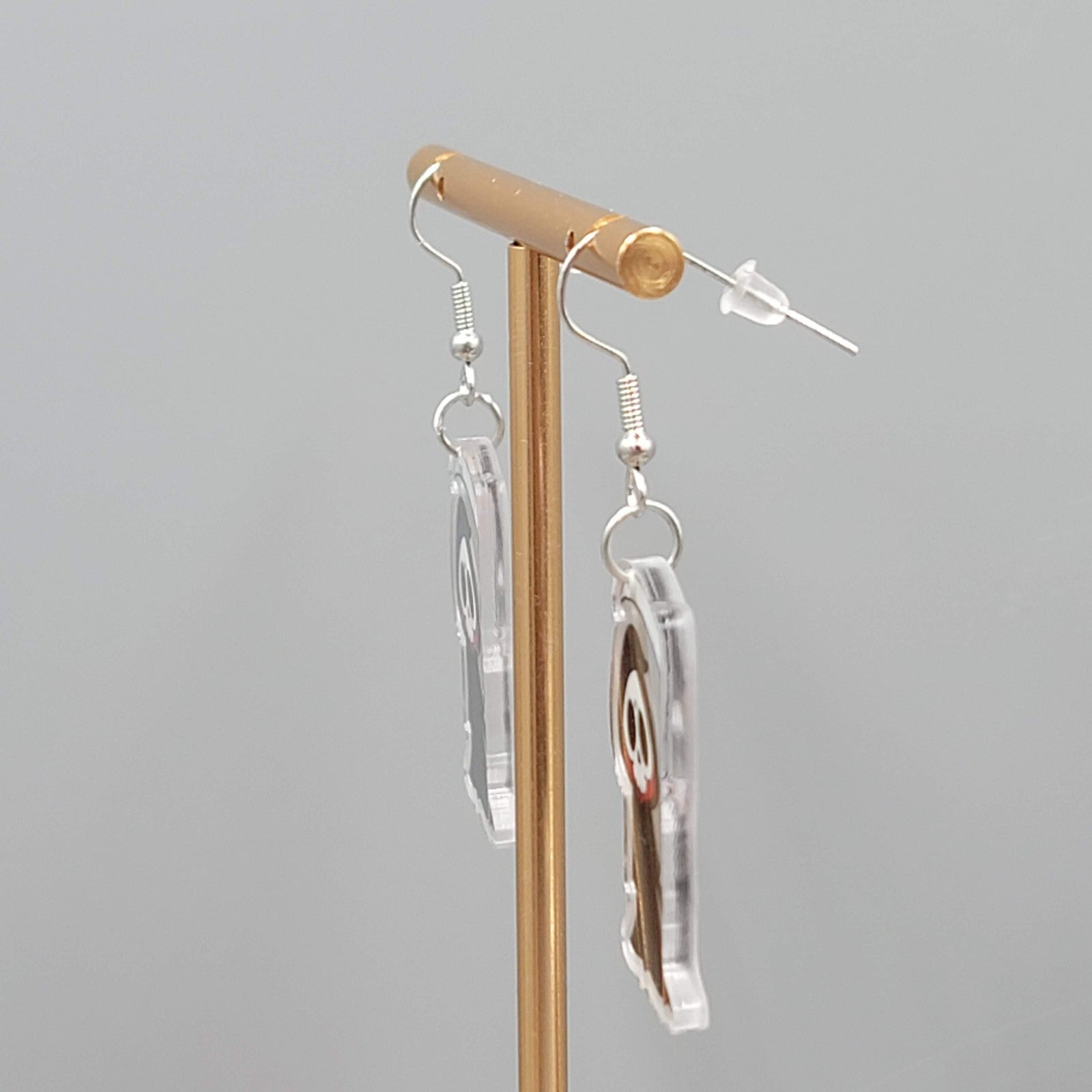 Halloween Grim Reaper Pierced Earrings Silver tone Dangle 1.5 in