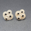 Vintage Pierced Earrings Silver Plated Crystal Rhinestone Studs 3/4"