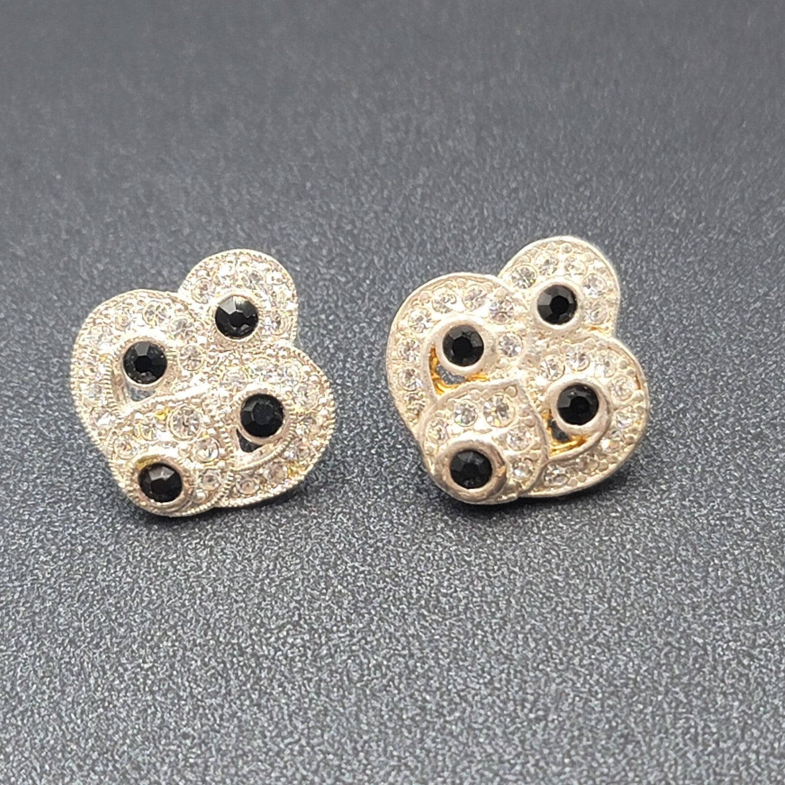 Vintage Pierced Earrings Silver Plated Crystal Rhinestone Studs 3/4"