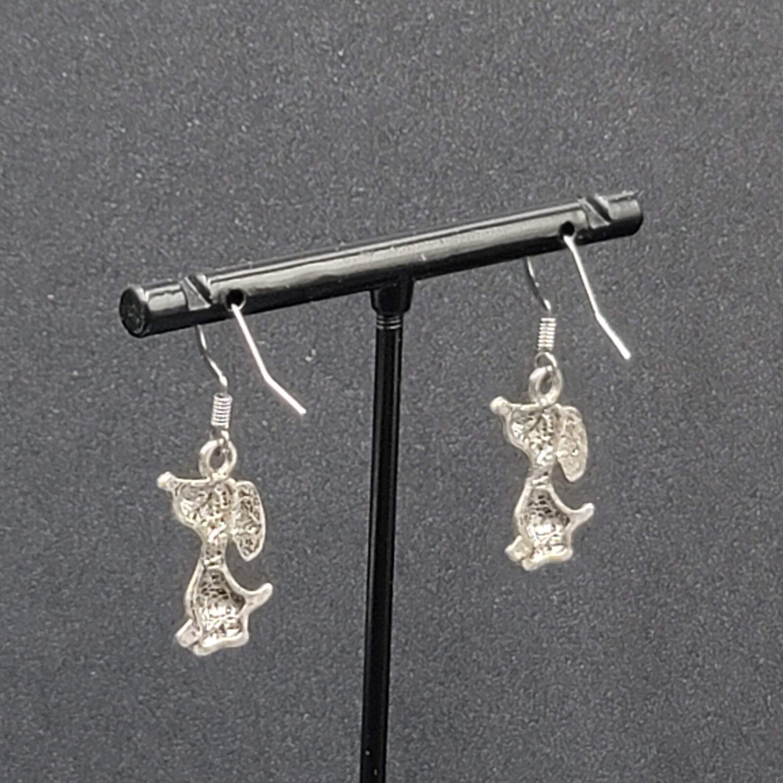 Beagle Dog Pierced Earrings Silver tone Dangle 3/4"