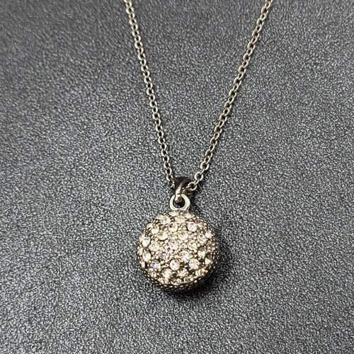 AEO American Eagle Outfitters Necklace Silvertone Long Chain Crystal Pendant 32"