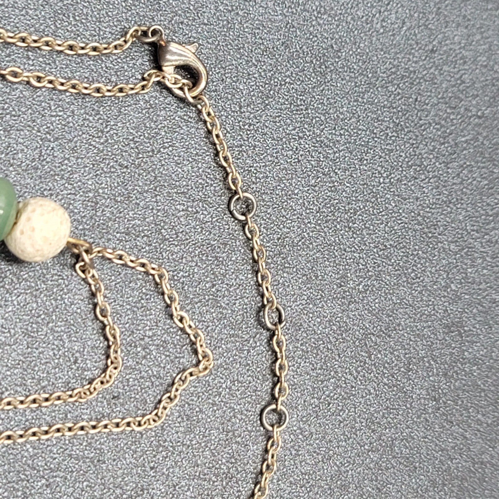 Jadeite Bead Pendant Tassel Necklace Silver tone Chain 20"-23"