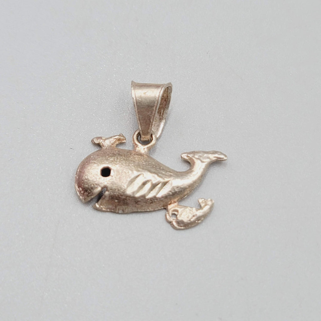 Vintage Sterling Silver Whale Pendant Made in Mexico 5/8"