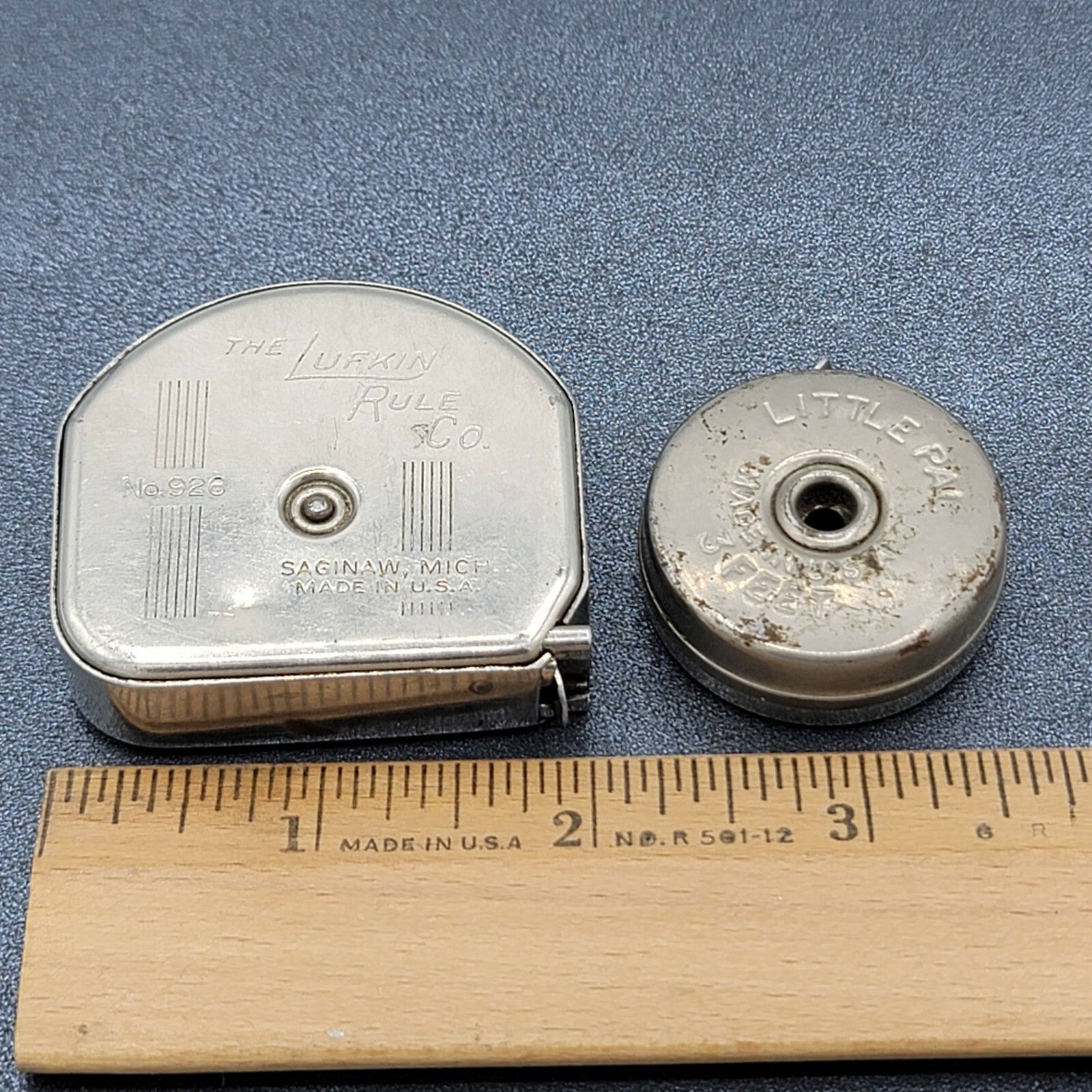 Lot of 2 Vintage Lufkin Rule Co No 926 Tape Measure LITTLE PAL 3'