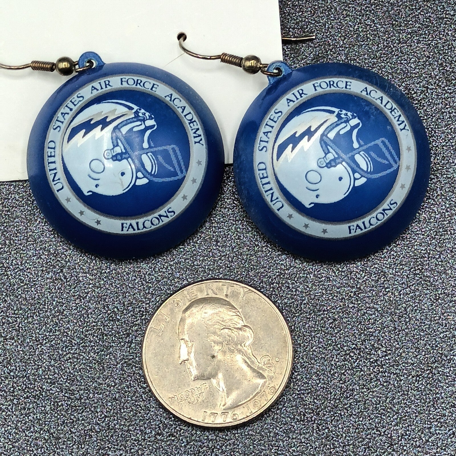 Lot of 4 Pairs Pierced Earrings Blue White US Air Force Academy Falcons Football