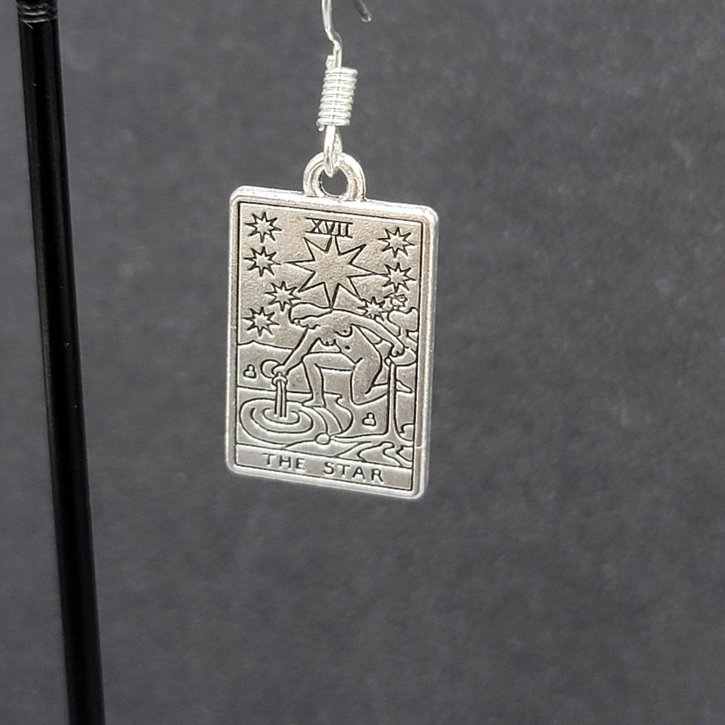 The STAR Tarot Card Pierced Earrings Silver tone 1"