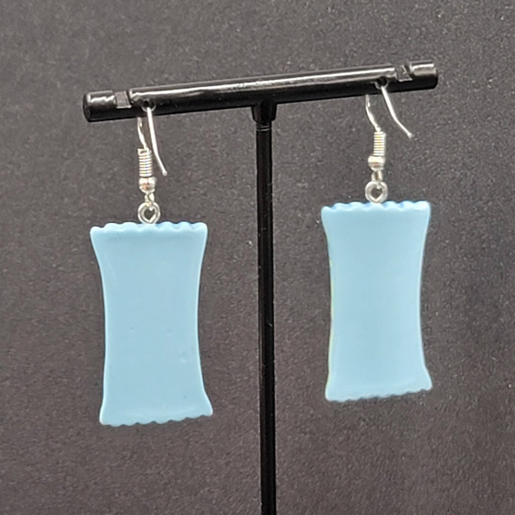 Candy Pierced Earrings Sour Punch Straws Dangle Blue 1.25"