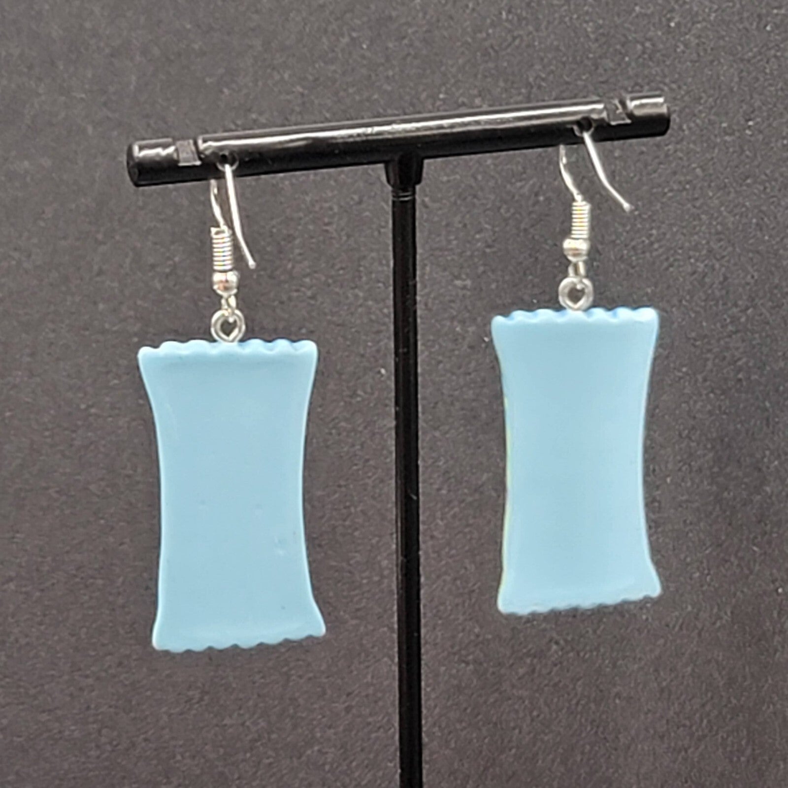 Candy Pierced Earrings Sour Punch Straws Dangle Blue 1.25"