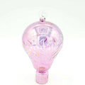 Hot Air Balloon Christmas Ornament Blown Glass 5 1/2" Pink Iridescent Gold