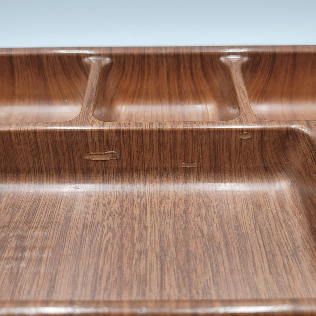 Vtg MCM Max Klein Desk Drawer Organizer Tray Brown Plastic Wood Grain 16" x 9.5”