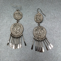 Pierced Earrings Black Metal Dangle Statement 3"