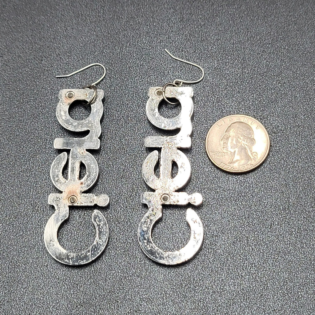 CIERA Pierced Earrings Silver tone Dangle  2.75" Oldsmobile Emblem