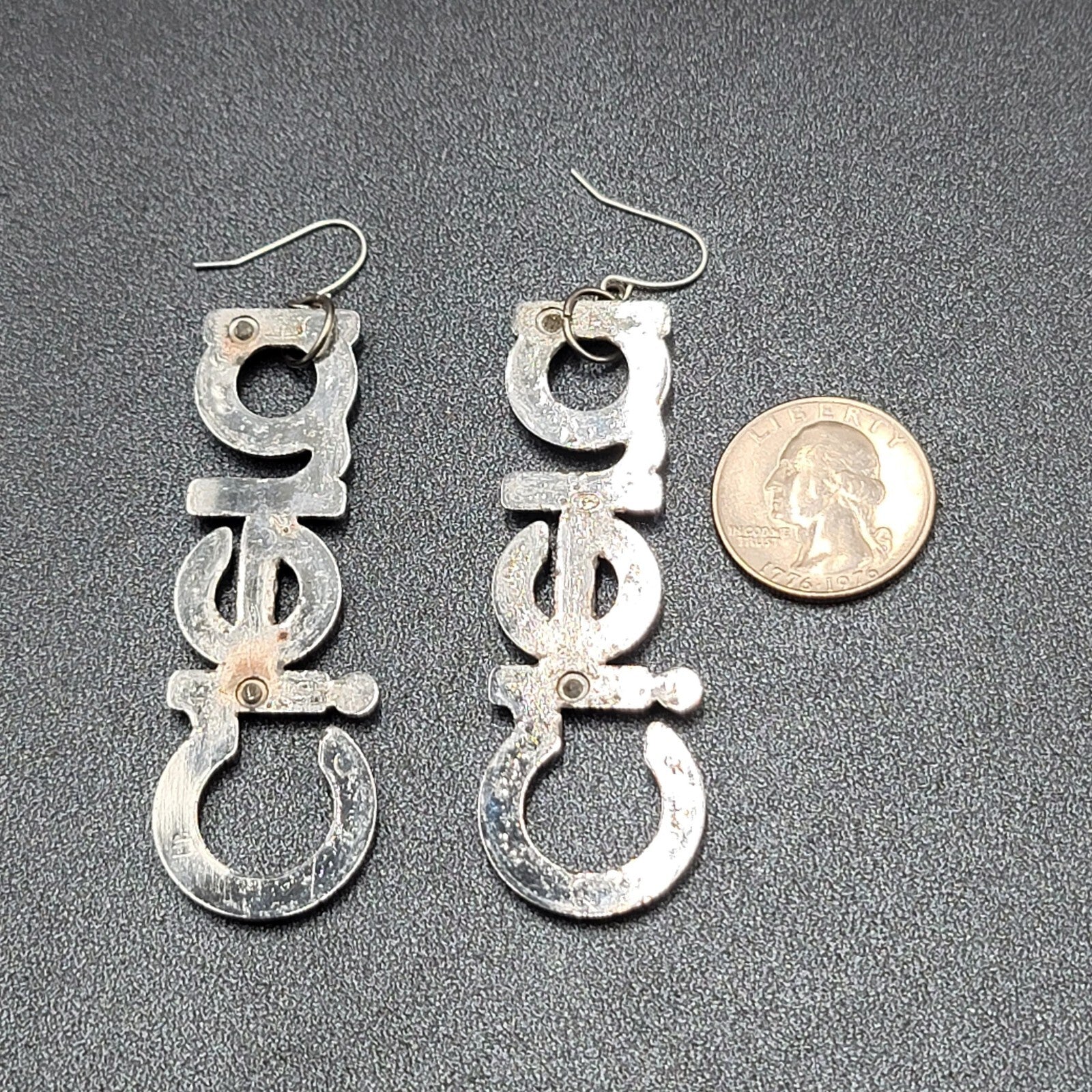 CIERA Pierced Earrings Silver tone Dangle  2.75" Oldsmobile Emblem