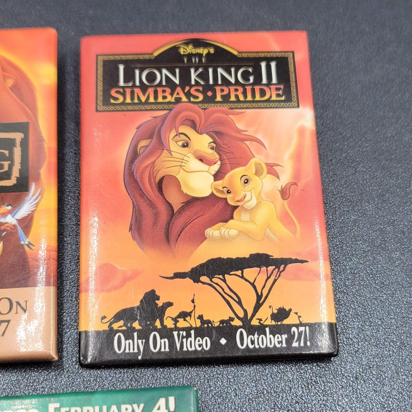 Vtg 3 Disney Lot Movie Promo Pin Back Buttons Pins Bambi Lion King I & II