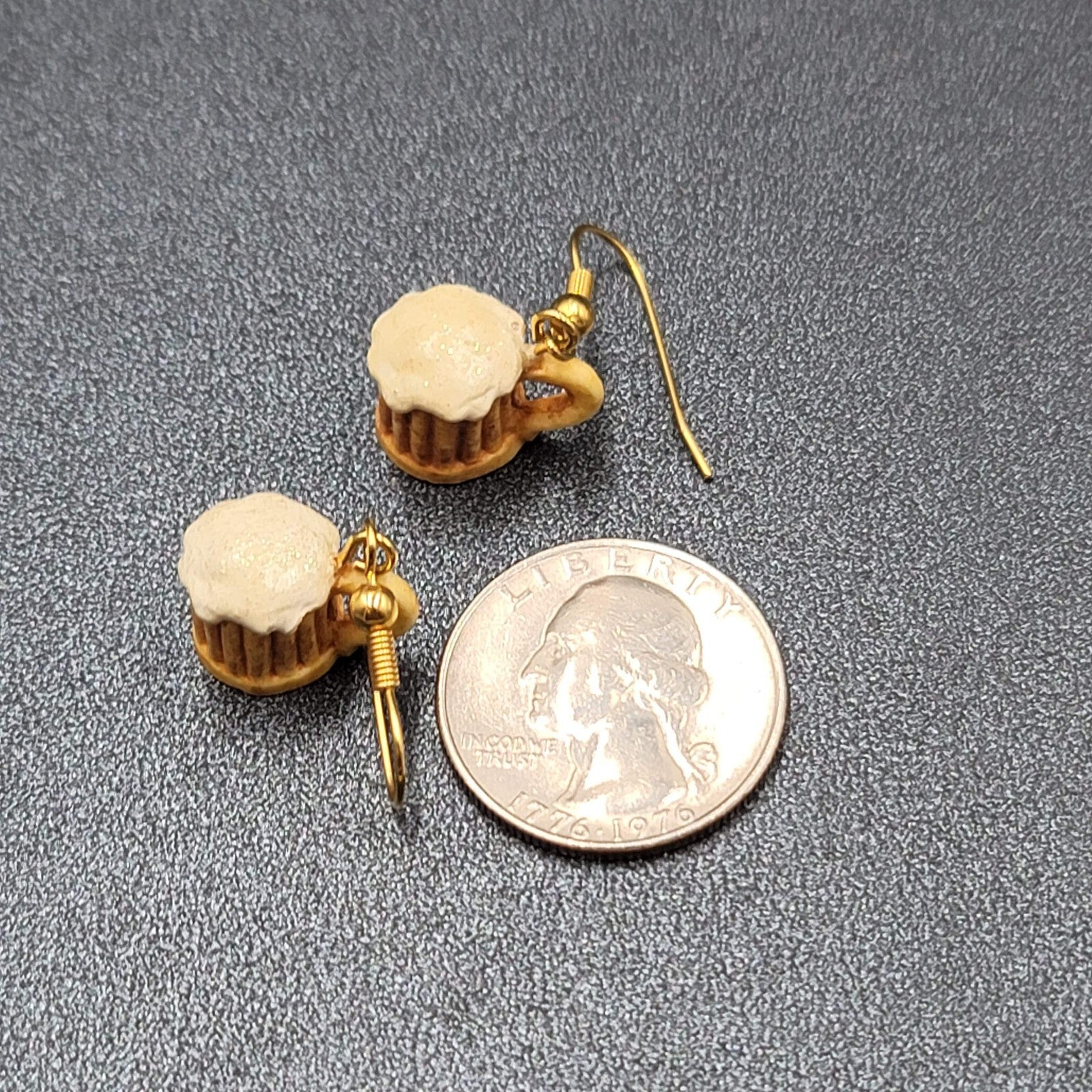 Root Beer Pierced Earrings Foamy Mug Dangle 1/2"
